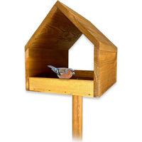 Produktbild von gartenetage Vogelhaus aus Massivholz mit Erdspieß in Braun für Wildvögel