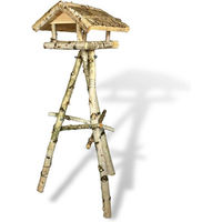 Produktbild von gartenetage Vogelhaus Birke aus Holz mit Reetdach und Ständer