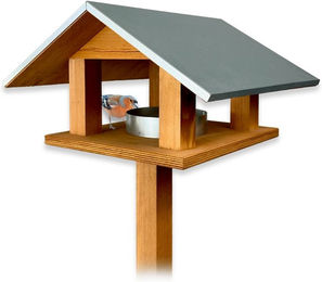 gartenetage Vogelhaus Vogelwunder aus Holz mit Metalldach in Braun – Bild 1 von 5