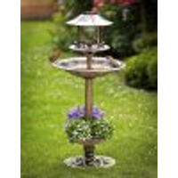 Produktbild von GartenMeister 4in1 Solar-Vogelbad in Bronze mit Licht aus Kunststoff