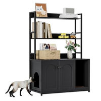 Produktbild von Garvee 3-in-1 Katzenschrank mit Bücherregal und Kratzbaum als Katzenhaus für 2 Katzen 89x45x132 cm