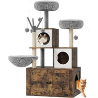 Produktbild von GarveeMore 2-in-1 Kratzbaum aus Holz mit integriertem Katzentoilettengehäuse 138cm für Katzen