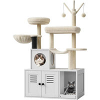 Produktbild von GarveeMore 2-in-1 Kratzbaum aus Holz mit integriertem Katzentoilettengehäuse für Katzen und Kitten 138cm