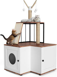GarveeMore 2in1 Katzentoilette mit Kratzbaum und Sisal-Elementen in Weiß 124cm – Bild 1 von 4