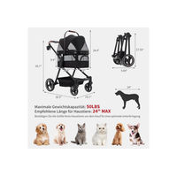 Produktbild von GarveeMore 3-in-1 Hundebuggy für kleine Hunde und Katzen bis 15kg Schwarz mit Stoßdämpfung und Sicherheitsleinen