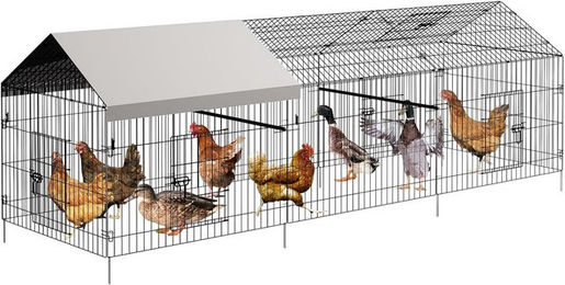 GarveeMore Freigehege aus Metall für Hühner und Kaninchen in Grau – Bild 1 von 5