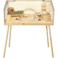 Produktbild von GarveeMore Hamsterkäfig aus Holz in Braun und Natur mit transparenten Elementen 100x50x120cm