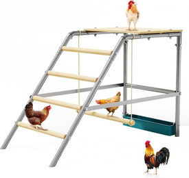 GarveeMore Hühnersitzstange aus Holz mit Schaukel und Futterbox für Hühner 95 x 48 x 71 cm – Bild 1 von 4
