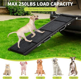 GarveeMore Hunderampe klappbar aus Aluminium Legierung in Schwarz 160x43 cm für Hunde bis 120 kg – Bild 1 von 4