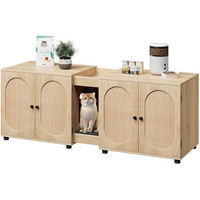 Produktbild von GarveeMore Jumbo Katzenklo Schrank aus Holz in Beige für 2 Katzen