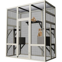 Produktbild von GarveeMore Katzenhaus großes Outdoor Katzengehege aus Holz in Weiß