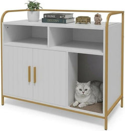 GarveeMore Katzenklo-Schrank Katzenhaus mit Metallrahmen für erwachsene Katzen 95x45x82cm – Bild 1 von 2