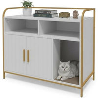 Produktbild von GarveeMore Katzenklo-Schrank Katzenhaus mit Metallrahmen für erwachsene Katzen 95x45x82cm