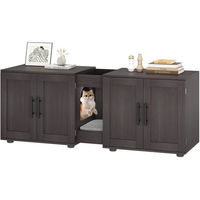 Produktbild von GarveeMore Katzenmöbel Katzenklo Schrank aus Holz für 2 Katzen in Schwarz und Grau 140 x 45 x 57 cm