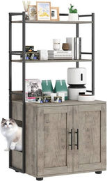 GarveeMore Katzenmöbel Katzenklo Schrank aus Holz für erwachsene Katzen 50x45x140cm – Bild 1 von 5