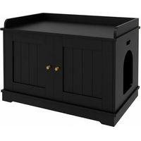 Produktbild von GarveeMore Katzenmöbel Katzenklo Schrank aus Holzwerkstoff mit Sisal Schwarz 80x50x54cm