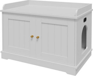 GarveeMore Katzenmöbel Katzentoilette Schrank in Weiß aus Holzwerkstoff 80x50x54cm – Bild 1 von 2