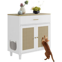 Produktbild von GarveeMore Katzentoilette als Möbel-Toilette mit Kratzbrettern aus Sisal und Stauraum in Weiß 80x40x84cm