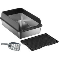 Produktbild von GarveeMore Katzentoilette aus Edelstahl mit Deckel und Haube in Silber - 30 l