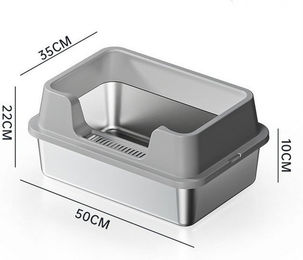 Produktbild von GarveeMore Katzentoilette aus Edelstahl mit Deckel XL Haubentoilette für Katzen