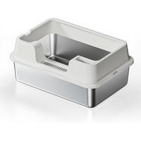 Produktbild von GarveeMore Katzentoilette aus Edelstahl mit Deckel XL Haubentoilette für Katzen