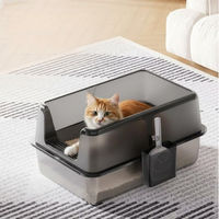 Produktbild von GarveeMore Katzentoilette aus Edelstahl mit Müllschalen und Scoop XL 60x40x31.5cm