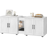 Produktbild von GarveeMore Katzentoilette aus Holz mit Doppelraum für 2 Katzen in Weiß