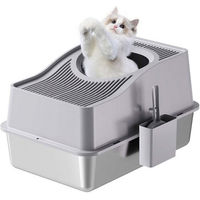 Produktbild von GarveeMore Katzentoilette Haubentoilette aus Edelstahl in Grau Silber für erwachsene Katzen