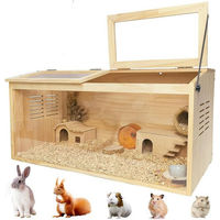 Produktbild von GarveeMore Kleintierkäfig aus Massivholz für Hamster in Natur Braun