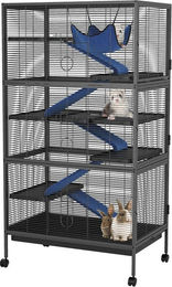 GarveeMore Kleintierkäfig aus Metall mit Hängematte für Frettchen, Sugar Glider, Chinchilla und Meerschweinchen in Schwarz – Bild 1 von 4