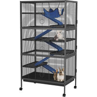 Produktbild von GarveeMore Kleintierkäfig aus Metall mit Hängematte für Frettchen, Sugar Glider, Chinchilla und Meerschweinchen in Schwarz