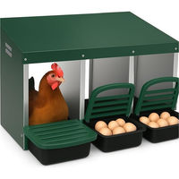 Produktbild von GarveeMore Legenest 3-fach Hühnerstall Nesting Boxen aus Edelstahl in Grün für Hühner