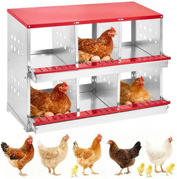 GarveeMore Legenest aus Metall 6 Fach Hühnerstall Nesting Box für Hühner und Enten in Rot – Bild 1 von 2