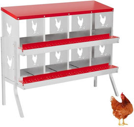 GarveeMore Metall Legenest Wandhalterung für Hühner Enten Gänse und Kaninchen in Silber und Rot – Bild 1 von 4