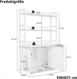 GarveeMore Möbel-Toilette XL für Katzen in Weiß mit Doppeltüren und Stauraum – Bild 1 von 4
