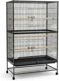 GarveeMore Vogelkäfig aus Kohlenstoffstahl mit Rollgestell und Ablagefach in Schwarz Höhe 154,9 cm für Nymphensittiche Wellensittiche und Papageien – Bild 1 von 1