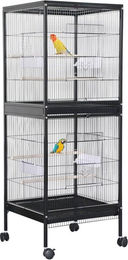 GarveeMore Vogelvoliere aus Metall mit Holzstangen und Ausrutschplatte für Wellensittiche in Schwarz – Bild 1 von 5