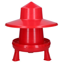 Produktbild von Gaun Futterautomat für Hühner mit Regenhaube aus Kunststoff in Rot