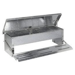Produktbild von Gaun Geflügel Pedal-Futtertrog aus Metall in Silber