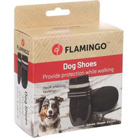 Produktbild von Gayo Pfotenschuhe für Hunde Schwarz Flamingo Design Größe M aus atmungsaktivem Mesh mit harter Sohle und reflektierenden Elementen 2 Stück