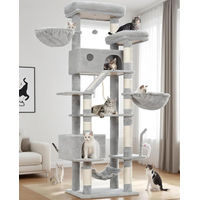 Produktbild von GCT031W Kratzbaum für Katzen in Hellgrau mit Katzenhöhle, Hängematte und Sisalsäulen 200 cm