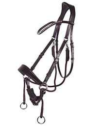 Gebissloser Trensenzaum QHP Sunna aus Leder für Warmblut in Braun – Bild 1 von 5