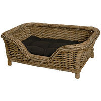 Produktbild von Geflochtener Hundekorb aus Rattan mit Kissen in Grau