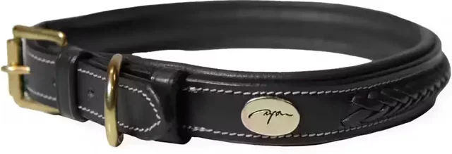 Produktbild von Geflochtenes Hundehalsband Dy'on aus Kunstleder in Schwarz Größe M