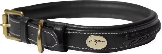 Produktbild von Geflochtenes Hundehalsband Dy'on aus Leder in Schwarz Größe L