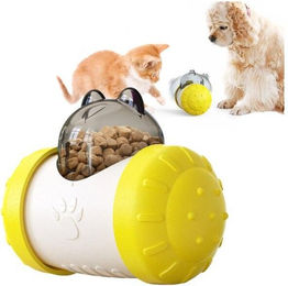 Gelbes Intelligenzspielzeug Balance Auto Tumbler Puzzle Slow Feeder Hundespielzeug aus Kunststoff – Bild 1 von 2