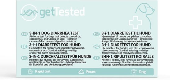 Produktbild von GetTested 3-in-1 Durchfall-Test für Hunde zur Diagnose von CPV, CCV und Giardia-Ag