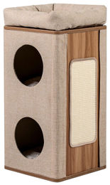 GIANTEX Kratzbaum für Katzen aus Holz mit 2 Höhlen und Kissen in Beige – Bild 1 von 2