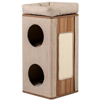 Produktbild von GIANTEX Kratzbaum für Katzen aus Holz mit 2 Höhlen und Kissen in Beige