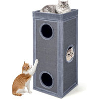 Produktbild von GIANTEX Kratztonne für Katzen aus Plüsch und Sisal in Grau mit 3 Höhlen